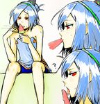  7-tan blue_hair food hairband nanao-kun os-tan otoko_no_ko popsicle red_eyes sexually_suggestive u-suke watermelon_bar 