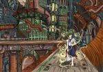  bad_id bad_pixiv_id bag banner barefoot book bridge cityscape fireflies pipes reading scenery science_fiction touchuukasou touhou walking wriggle_nightbug 