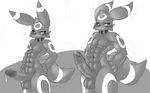  anthro balls big_balls big_penis blush canine collar eeveelution erection fur humanoid_penis keron male mammal monochrome muscles nintendo penis pok&eacute;mon precum pvt._keron umbreon video_games 