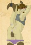  ... 2011 anthro backsack balls bdsm blush bondage bound brown_fur brown_hair butt clothing cum cum_in_ass cum_inside cum_on_arm cum_on_back cum_on_butt cum_on_face cum_on_muzzle cum_on_tail dialogue ear_piercing english_text fur hair kangaroo looking_at_viewer male mammal marsupial multicolored_fur panties panties_down perineum piercing raised_tail rear_view roo_boy sketch solo standing tan_fur text translucent_hair two_tone_fur underwear underwear_down unseen_character whimper 