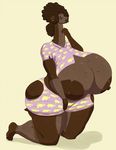  anthro barefoot big_breasts blush breasts brown_fur brown_hair camel camelid clothing female fur hair huge_breasts kneeling lips lipstick mammal nipples pajamas pdxyz solo thick_thighs wardrobe_malfunction wide_hips 