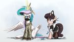  2015 beverage coffee drinking duo equine fan_character female feral food friendship_is_magic horn maid maid_uniform mammal my_little_pony ncmares princess_celestia_(mlp) unicorn winged_unicorn wings 