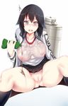  black_hair black_skirt blush breasts covered_nipples cum cum_in_pussy gym_shirt hayasui_(kantai_collection) heart heart-shaped_pupils hews_hack jacket kantai_collection large_breasts long_sleeves looking_at_viewer miniskirt nipples open_mouth pleated_skirt plump pussy see-through shirt short_hair silver_eyes simple_background skirt solo symbol-shaped_pupils thick_thighs thighhighs thighs track_jacket uncensored white_background 