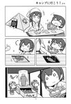  /\/\/\ 5girls akagi_(kantai_collection) camping carrot comic fairy_(kantai_collection) greyscale highres hiryuu_(kantai_collection) kantai_collection monochrome multiple_girls o_o page_number shishigami_(sunagimo) souryuu_(kantai_collection) sparkle thumbs_up translated younger |_| 