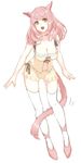  :d animal_ears between_legs breasts brown_ribbon cat_ears cat_tail cleavage final_fantasy final_fantasy_xiv green_eyes large_breasts leaning_forward long_hair looking_at_viewer mimimi_(echonolog) miqo'te open_mouth pink_hair ribbon shorts simple_background smile solo tail tail_between_legs thighhighs white_background white_legwear 