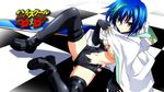 blue_hair breasts eyecatch high_school_dxd highres large_breasts looking_at_viewer navel official_art solo torn_clothes underboob xenovia_quarta yellow_eyes 