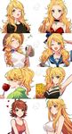  :d alternate_hairstyle armpits artist_name awakened_miki bad_id bad_pixiv_id bare_shoulders bikini blonde_hair braid breasts brown_hair candy_apple cheerleader choker cleavage closed_eyes eating eighth_note food foodgasm green_eyes hair_over_shoulder heart hoshii_miki idolmaster idolmaster_(classic) large_breasts long_hair looking_back multiple_views musical_note one_eye_closed onigiri open_mouth pom_poms ponytail profile rod_(rod4817) short_hair side_ponytail smile swimsuit tank_top tears tongue twin_braids twintails white_bikini white_swimsuit 