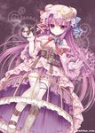  alternate_costume breasts cleavage collar crescent garter_straps hat holding holding_pipe long_hair patchouli_knowledge pipe purple_eyes purple_hair small_breasts solo thighhighs touhou tsukikage_nemu 