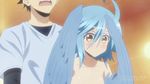 animated animated_gif blue_hair dressing harpy kurusu_kimihito monster_girl monster_musume_no_iru_nichijou nipples papi_(monster_musume) small_breasts swimsuit 