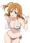  :d ass_visible_through_thighs bikini blue_eyes bow cowboy_shot hair_bow inue_shinsuke kousaka_honoka love_live! love_live!_school_idol_project navel one_side_up open_mouth orange_hair scrunchie side-tie_bikini simple_background smile solo striped striped_bikini swimsuit thigh_gap white_background wrist_scrunchie 