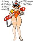  1girl breasts cleavage keppok lifeguard looking_at_viewer mandragoria mighty_switch_force! patricia_wagon simple_background solo sunglasses swimsuit wide_hips 