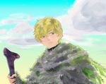  a_song_of_ice_and_fire blonde_hair cape green_eyes highres jojen_reed male_focus solo staff 