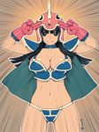  2015 alien1452 armor bikini_armor black_eyes black_hair boots breasts cape chi-chi_(dragon_ball) dated dragon_ball dragon_ball_(classic) gloves helmet highres large_breasts long_hair navel solo 