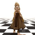  adapted_costume alternate_costume bishop_(chess) blonde_hair checkered checkered_floor chess_piece drill_hair gloves hat lemontea long_skirt long_sleeves mahou_shoujo_madoka_magica skirt solo tomoe_mami twin_drills twintails yellow_eyes 