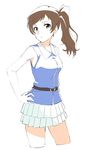  brown_eyes brown_hair highres idolmaster idolmaster_million_live! kitazawa_shiho long_hair monsterx side_ponytail simple_background solo 