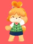  animal_crossing artist_request blonde_hair blush dog doubutsu_no_mori eyes_closed furry long_hair ponytail shizue shizue_(doubutsu_no_mori) simple_background smile solo 