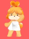  animal_crossing artist_request black_eyes blonde_hair blush dog doubutsu_no_mori furry long_hair ponytail shizue shizue_(doubutsu_no_mori) simple_background smile solo towel 