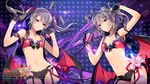  :p alternate_costume bat_wings bracelet copyright_name cowboy_shot edy_nelson flower garter_straps gloves grey_eyes grey_hair hair_ribbon highres jewelry latex latex_gloves licorice_nelson long_hair looking_at_viewer microphone midriff multiple_girls murakami_yuichi navel ponytail ribbon sega senjou_no_valkyria siblings sisters smile tongue tongue_out treble_clef twintails underwear underwear_only watermark wings 