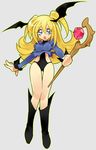  1girl artist_request blonde_hair boots breasts dark_magician_girl duel_monster female fortune_lady green_eyes long_hair looking_at_viewer misaka_(missa) simple_background solo wand yu-gi-oh! yuu-gi-ou_duel_monsters 