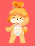  animal_crossing artist_request blonde_hair blush dog doubutsu_no_mori eyes_closed furry lingere long_hair ponytail shizue shizue_(doubutsu_no_mori) simple_background smile solo 