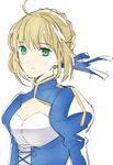  ahoge ame_(conronca) artoria_pendragon_(all) bad_id bad_pixiv_id blonde_hair dress fate/stay_night fate_(series) green_eyes saber solo underbust 