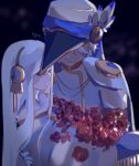  aria_(maplestory) black_background blonde_hair cape couple covered_eyes eyes_closed flower gem gloves hair_ornament hat headwear jewelry long_hair maplestory phantom_(maplestory) rose shirt short_hair silver_hair vyrhus white_gloves white_shirt 