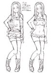  before_and_after blush boots bracelet breasts jewelry mizuryuu_kei monochrome naughty_face navel necklace pasties revealing_clothes skirt tank_top thighhighs translation_request vest 