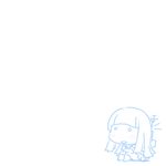  bangs blue blunt_bangs chibi hatsuyuki_(kantai_collection) kantai_collection long_hair monochrome o_o open_mouth pleated_skirt school_uniform serafuku simple_background sitting sketch skirt solo tanaka_kunihiko white_background 