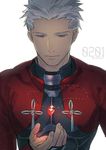  ame_(conronca) archer bad_id bad_pixiv_id fate/stay_night fate_(series) jewelry male_focus necklace red_eyes solo tan white_hair 