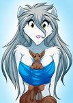  anthro canine clothing female fur hair keidran long_hair mammal midriff mrs_nibbly_(twokinds) raine_(twokinds) rodent simple_background squirrel tom_fischbach tuft twokinds webcomic white_fur white_hair wolf yellow_eyes 