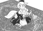  2015 anthro breasts cleavage clothed clothing elbow_gloves equine fan_character feather_duster female french_maid french_maid_uniform gloves hat horn maid maid_uniform mammal monochrome my_little_pony rug sinking skyfall solo toughset unicorn 