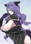  armor black_armor breasts camilla_(fire_emblem_if) cleavage fire_emblem fire_emblem_if gloves hair_over_one_eye large_breasts long_hair purple_hair solo toi_(toiot) 