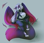  avian big_breasts breasts canine clothed clothing collar erect_nipples facial_piercing feathered_wings feathers female fox gloves hair hybrid lip_piercing long_hair mammal nipples piercing purple_eyes shushikitty sitting solo tight_clothing white_hair wings 