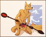  2015 5_toes abs anthro biceps canine chest_tuft clothing fur gothwolf jackal male mammal muscles nipples paws pecs stargate swimsuit tattoo toes tuft 