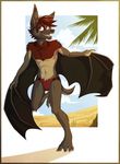  abs anthro bat biceps chest_tuft clothing fur gothwolf male mammal matthaeus muscles nipples paws pecs red_eyes swimsuit toes tuft wings 