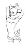  2015 arms_above_head breasts cervine clothed clothing deer female locopelli mammal sketch skimpy small_breasts solo stretching 