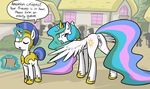  2015 anus bedroom_eyes cutie_mark english_text equine female feral friendship_is_magic hair half-closed_eyes horn in_heat long_hair mammal multicolored_hair my_little_pony open_mouth presenting princess_celestia_(mlp) public pussy pussy_juice royal_guard_(mlp) text tongue tongue_out whatsapokemon winged_unicorn wings 