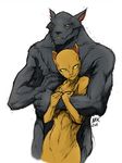  anthro batman_(series) catwoman duo female fur grey_fur holding male male/female nude simple_background tygrus_(character) yellow_fur 