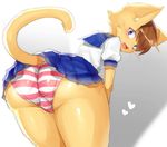  &lt;3 anthro artist_request ass bent_over big_butt blue_eyes blush brown_hair butt camel_toe cat clothing copyright_request curvy feline female from_behind furry gradient gradient_background huge_ass ksyaro looking_at_viewer mammal open_mouth panties pantyshot plump presenting presenting_hindquarters raised_tail school_uniform shiny shiny_skin skirt solo striped_panties tail thick_thighs thighs underwear wide_hips 