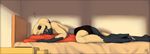  3_toes alien amphibian bed blue_skin boxers_(clothing) clothing eyes_closed inside male petresko petresko_(character) pillow seyloid sleeping solo spots spotted_skin toes underwear webbed_feet white_skin 