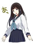  :o a chitanda_eru hyouka long_hair open_mouth purple_eyes sasamori_tomoe school_uniform serafuku simple_background skirt solo white_background 