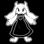  anthro black_and_white clothing female horn hypnofood lagomorph mammal monochrome odin_sphere open_mouth pooka rabbit robe smile solo toriel undertale 