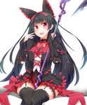  axe black_hair black_legwear blush colorized frills garter_straps gate_-_jieitai_ka_no_chi_nite_kaku_tatakaeri long_hair red_eyes rinrin_(927413) rory_mercury solo weapon 