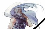  archer bow_(weapon) dark_skin dark_skinned_male fate/stay_night fate_(series) j_(onjj) male_focus scarf solo weapon white_hair 