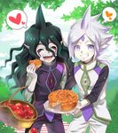  apple apple_pie bad_id bad_pixiv_id basket brothers closed_eyes cowboy_shot eating food food_on_face fruit gandaresu_baran grin heart highres inazuma_eleven_(series) inazuma_eleven_go inazuma_eleven_go_galaxy long_hair male_focus matsumoto_achi multiple_boys open_mouth pie pointy_ears ryugeru_baran siblings slice_of_pie smile 