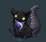  2015 ambiguous_gender baby_breather black_background black_eyes black_fur black_skin claws drooling feral fur looking_at_viewer monster open_mouth purple_scales rorix saliva simple_background solo themiles yellow_sclera 