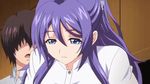  animated_gif ass breasts clothes erection erection_under_clothes grinding huge_ass huge_breasts invitation mankitsu_happening purple_hair suzukawa_rei 