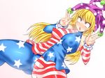  1girl blonde_hair bodysuit bound censored clownpiece erect_nipples gradient gradient_background hisui_(stapspats) mosaic_censoring pussy solo touhou 