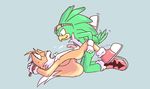  anal anthro balls butt cum erection eyes_closed eyewear forced fur goggles jet_the_hawk male male/male miles_prower penis rape rope sex simple_background sonic_(series) sonic_riders 