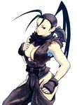  artist_request bare_hips black_gloves breasts cleavage gloves hair_pulled_back highres hip_vent ibuki_(street_fighter) large_breasts ninja ponytail solo street_fighter street_fighter_iii_(series) 